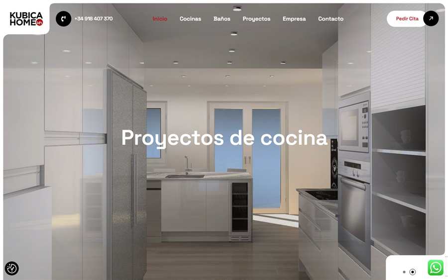 Vista actual de la web de Kubica Home