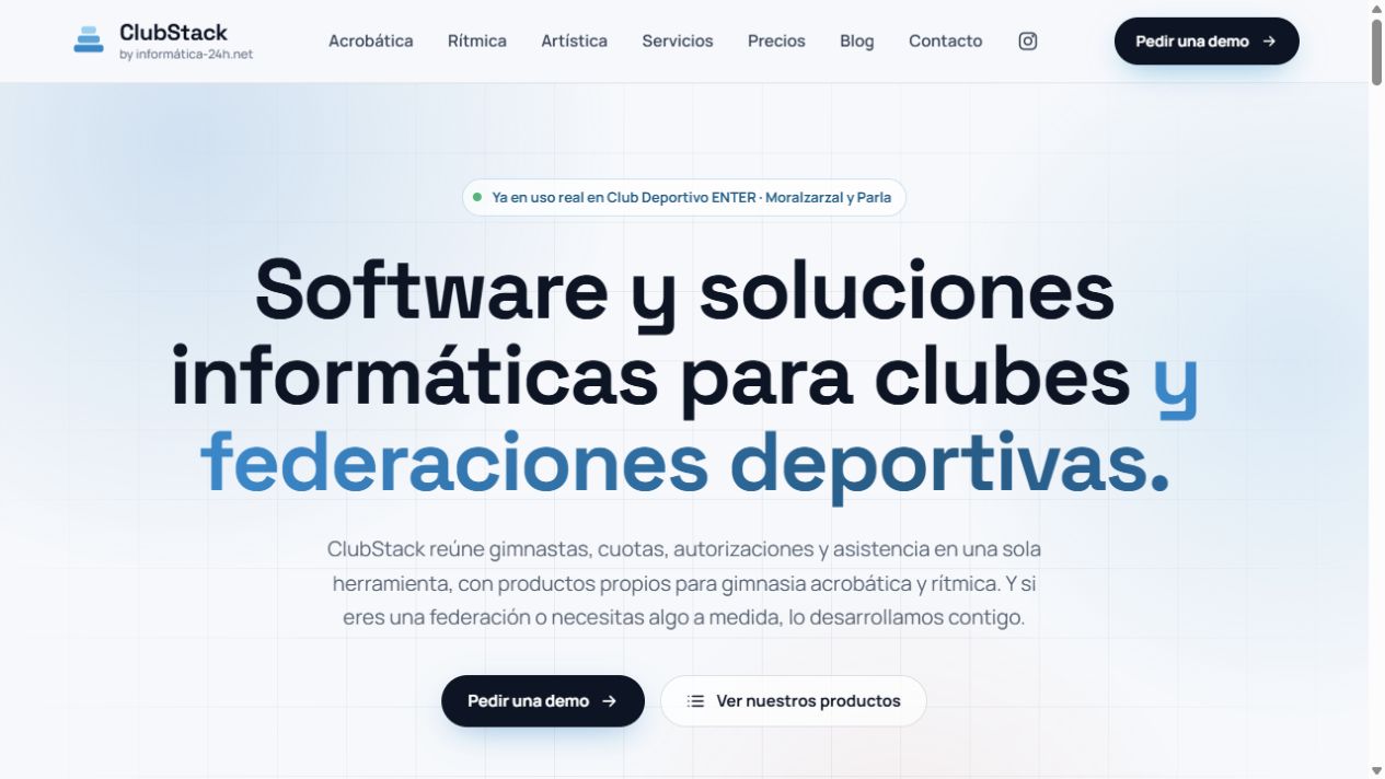 ClubStack · Web y recorrido de producto